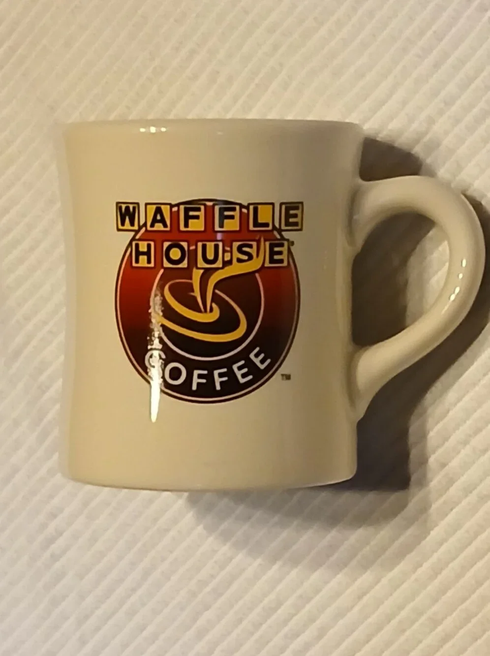 Vintage Waffle House Coffee Mug Cup Ivory White Heavy Stoneware 10 fl oz